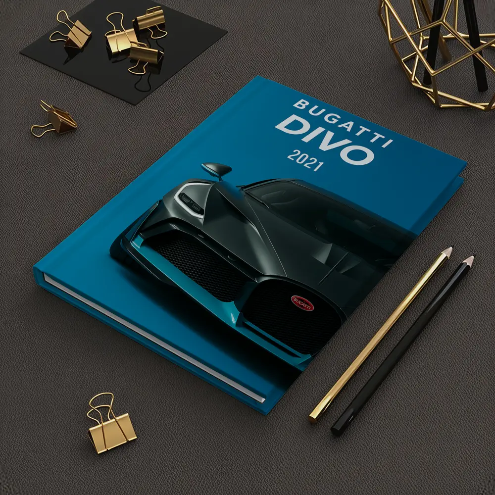 Bugatti Divo Front View Blue Background – Notebooks