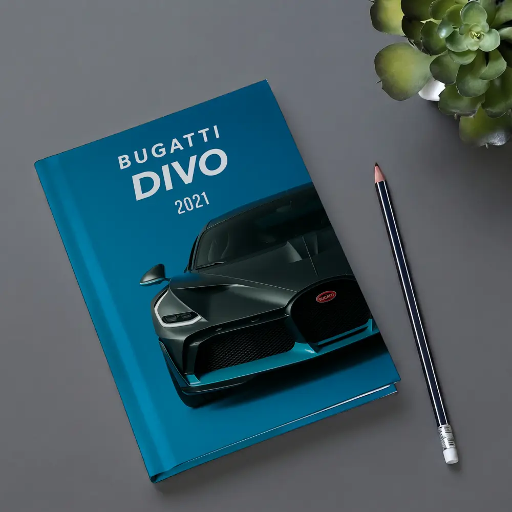 Bugatti Divo Front View Blue Background – Notebooks