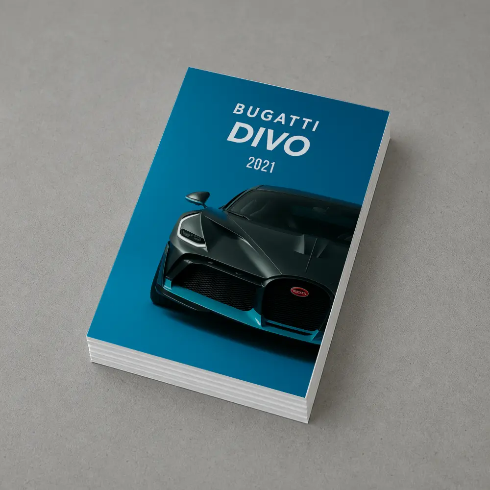 Bugatti Divo Front View Blue Background – Postcards