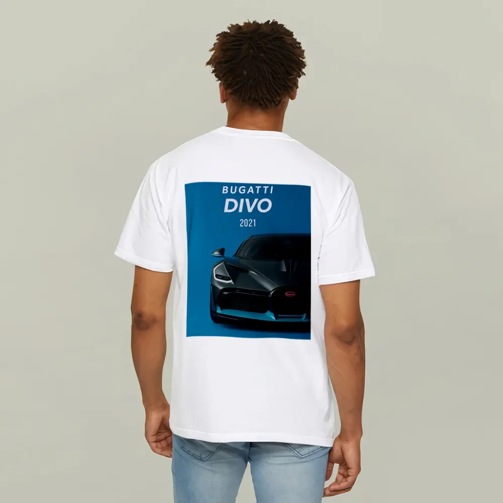Bugatti Divo Front View Blue Background – T-Shirts