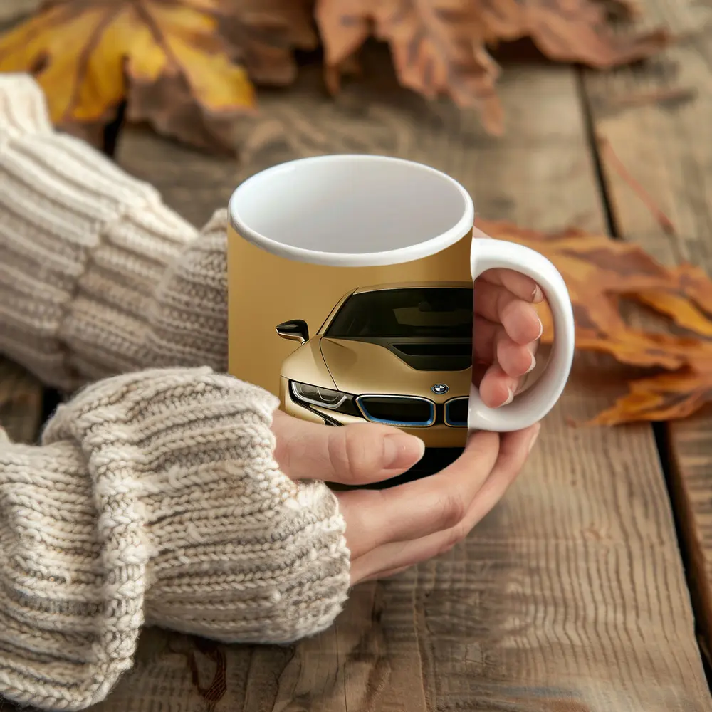 BMW i8 Gold Minimal Background Art – Mugs