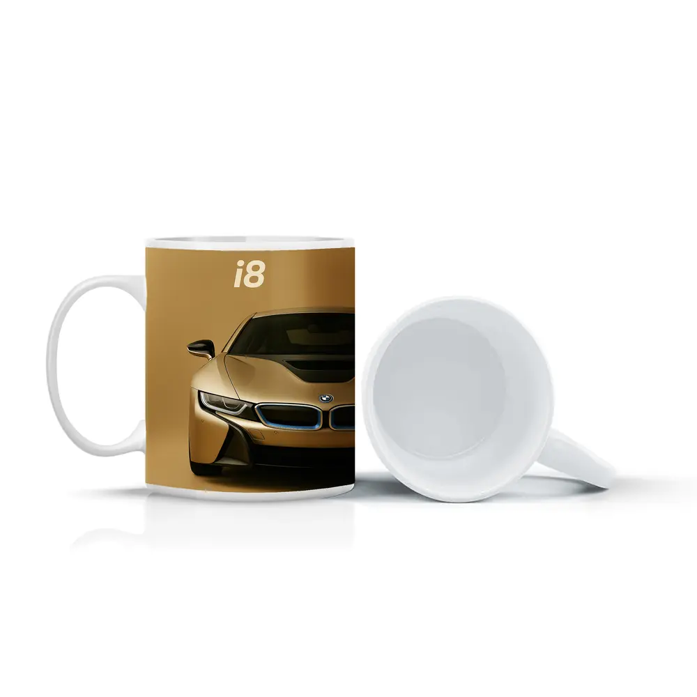 BMW i8 Gold Minimal Background Art – Mugs
