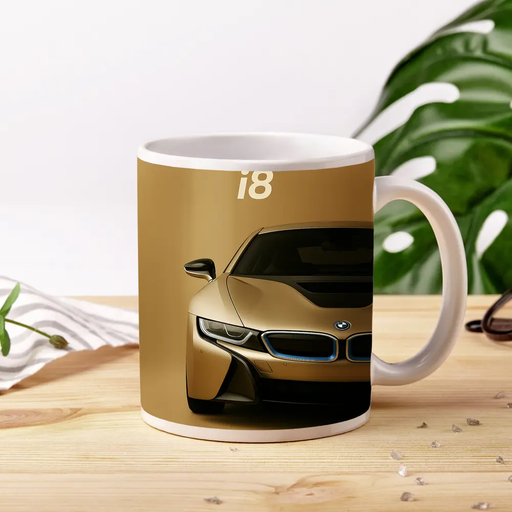 BMW i8 Gold Minimal Background Art – Mugs