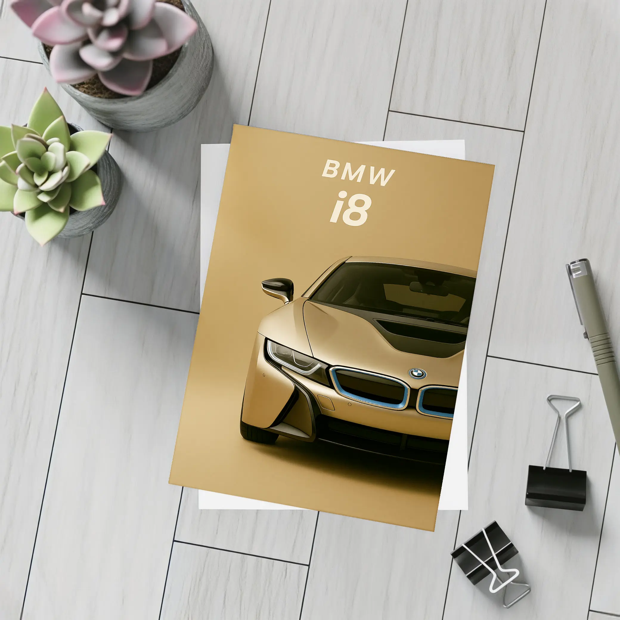BMW i8 Gold Minimal Background Art – Postcards