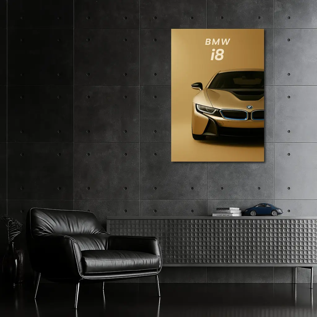BMW i8 Gold Minimal Background Art – Wall Art