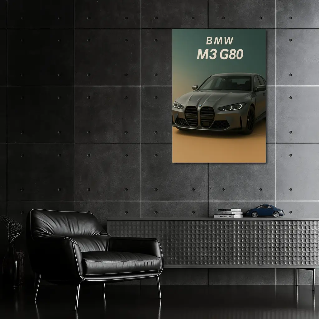 BMW M3 G80 Dark Gray Gradient Background – Wall Art