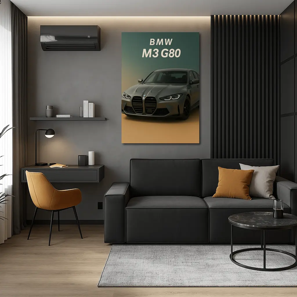 BMW M3 G80 Dark Gray Gradient Background – Wall Art
