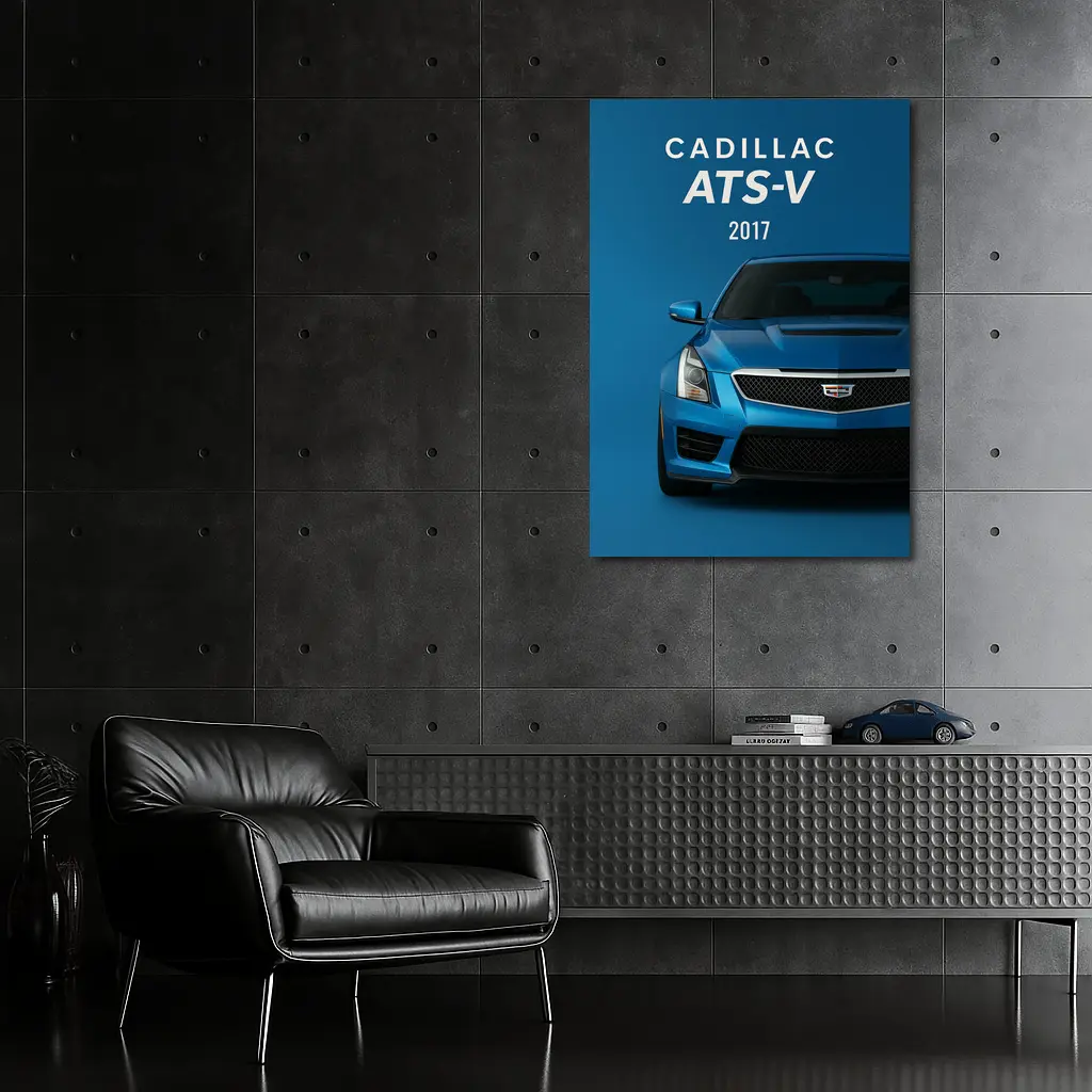 2017 Cadillac ATS-V Blue Front View – Wall Art