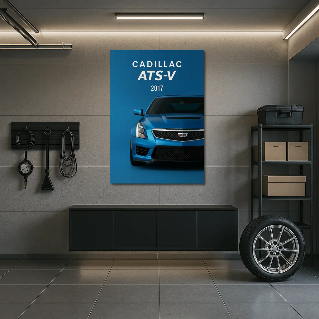 2017 Cadillac ATS-V Blue Front View – Wall Art