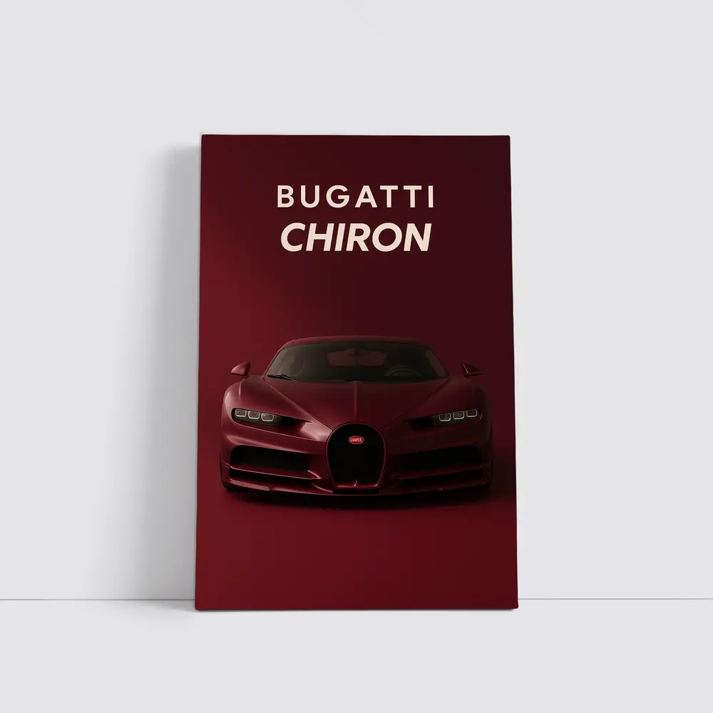 Bugatti Chiron Deep Red Dark Background – Wall Art