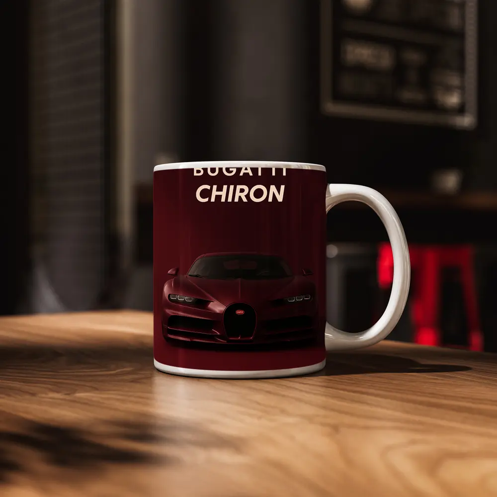 Bugatti Chiron Deep Red Dark Background – Mugs