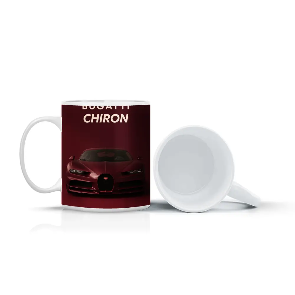 Bugatti Chiron Deep Red Dark Background – Mugs