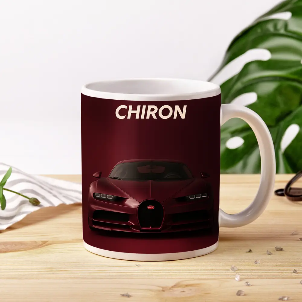 Bugatti Chiron Deep Red Dark Background – Mugs
