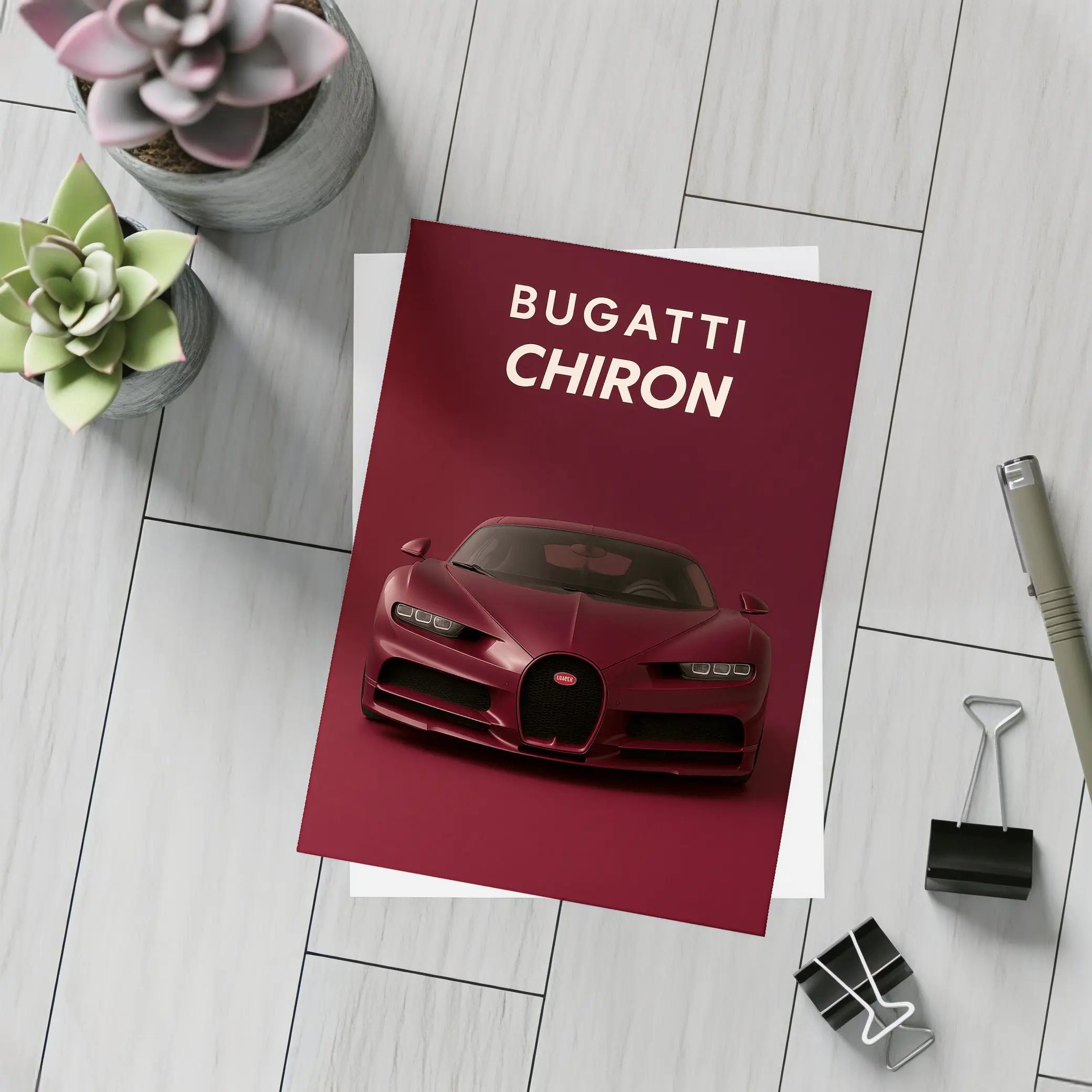 Bugatti Chiron Deep Red Dark Background – Postcards
