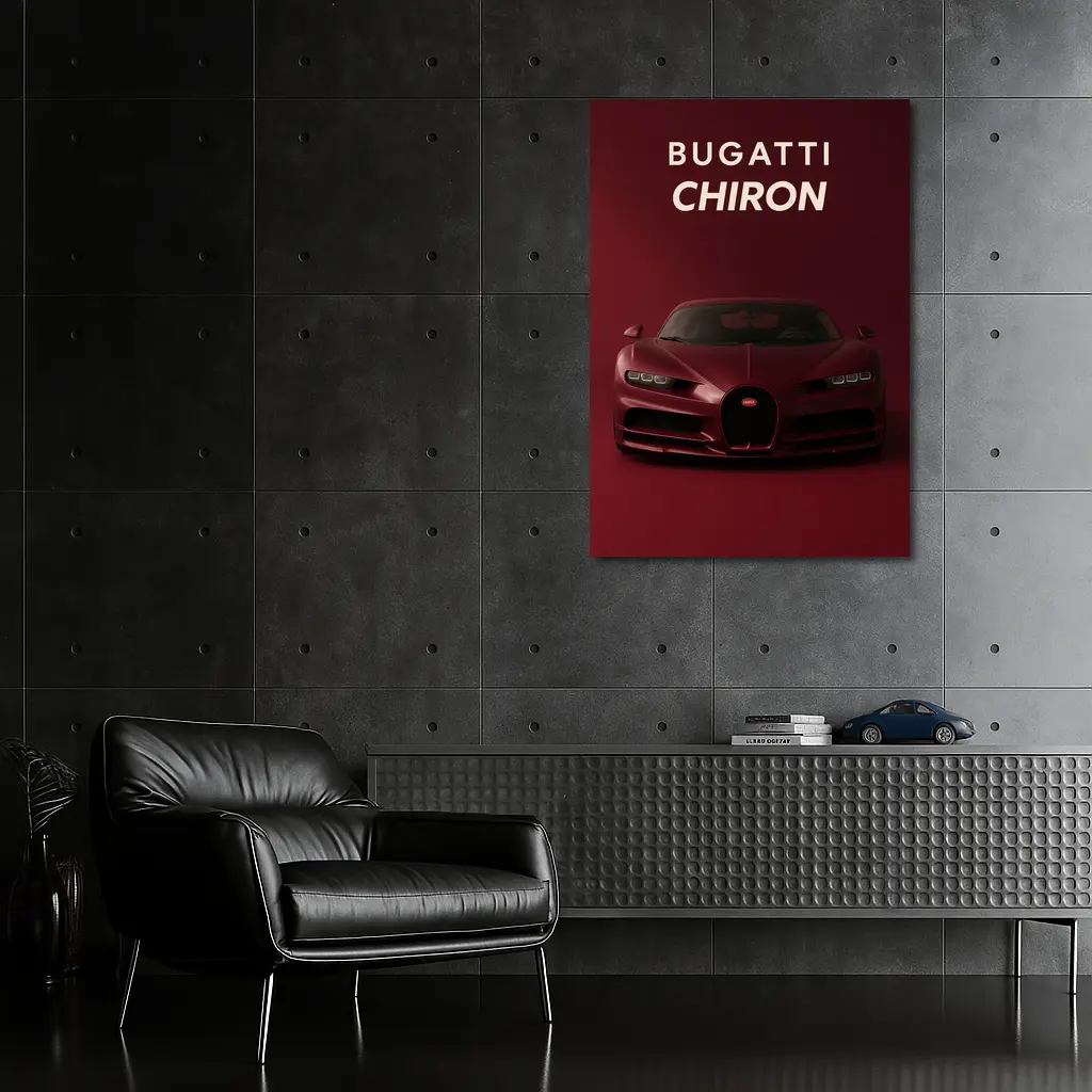 Bugatti Chiron Deep Red Dark Background – Wall Art