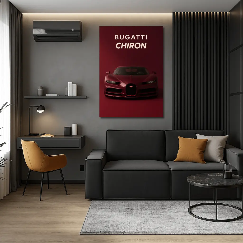 Bugatti Chiron Deep Red Dark Background – Wall Art