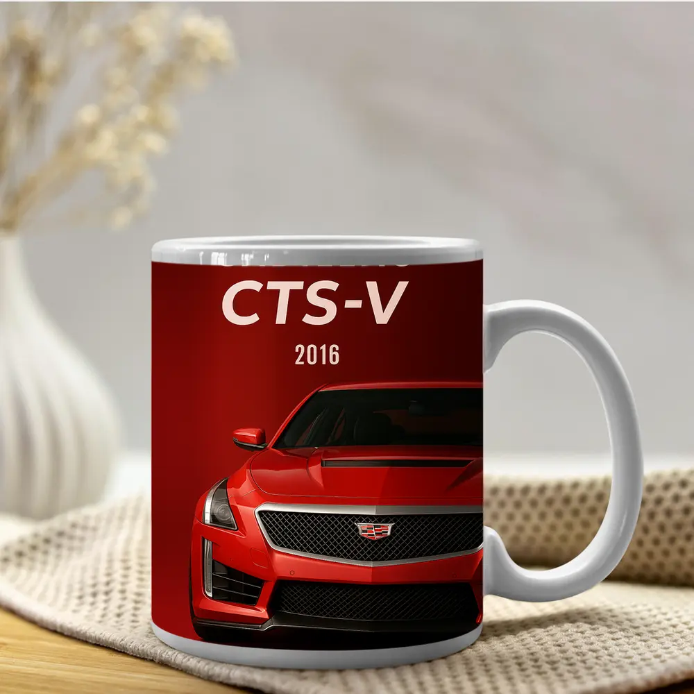 Cadillac CTS Red Bold Front View – Mugs