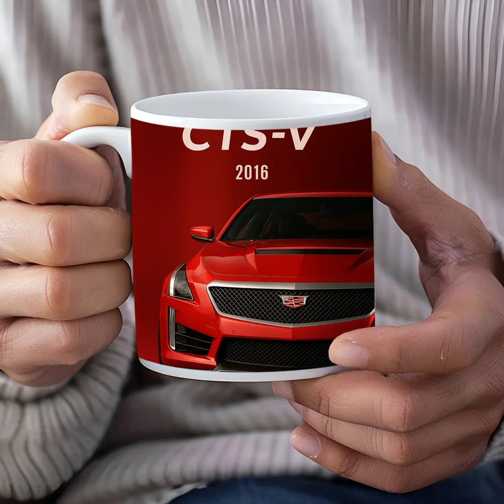 Cadillac CTS Red Bold Front View – Mugs