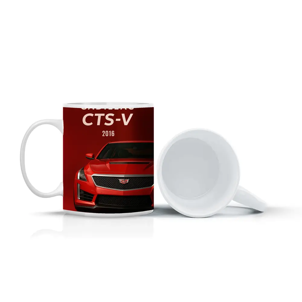 Cadillac CTS Red Bold Front View – Mugs