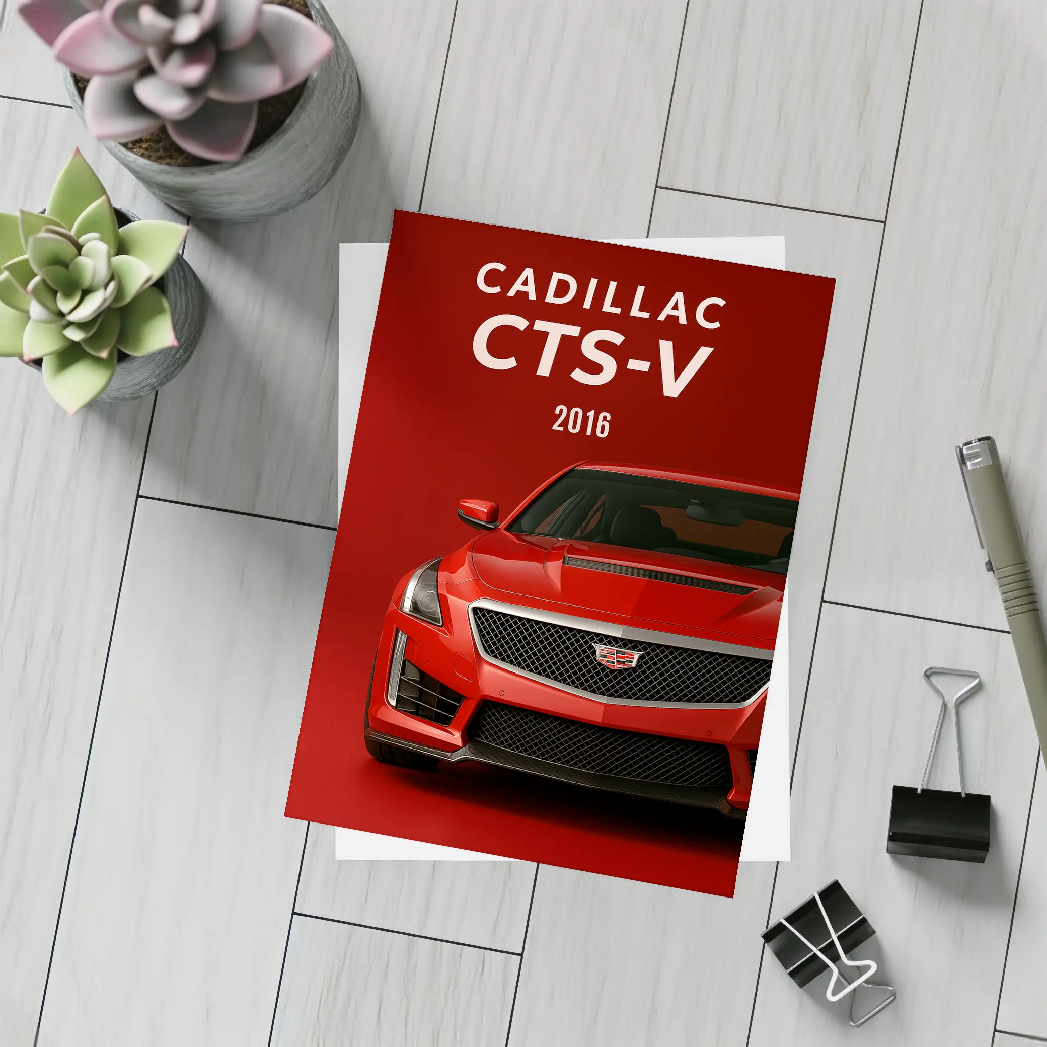 Cadillac CTS Red Bold Front View – Postcards