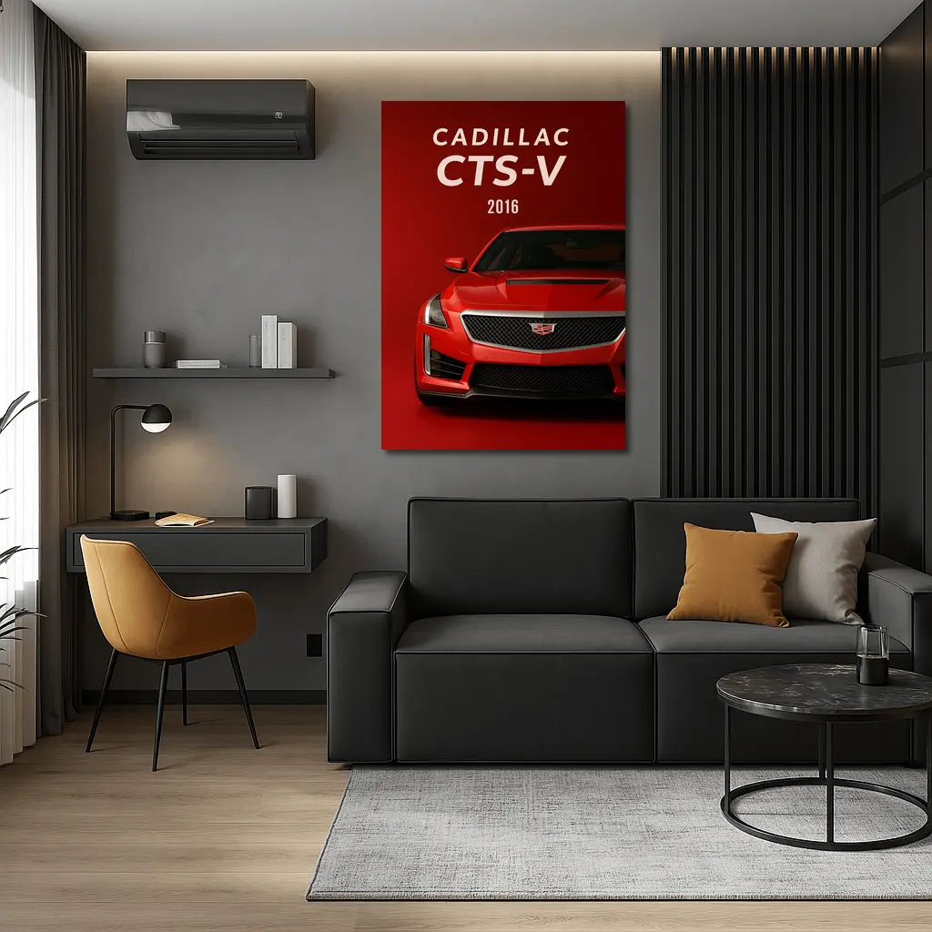Cadillac CTS Red Bold Front View – Wall Art