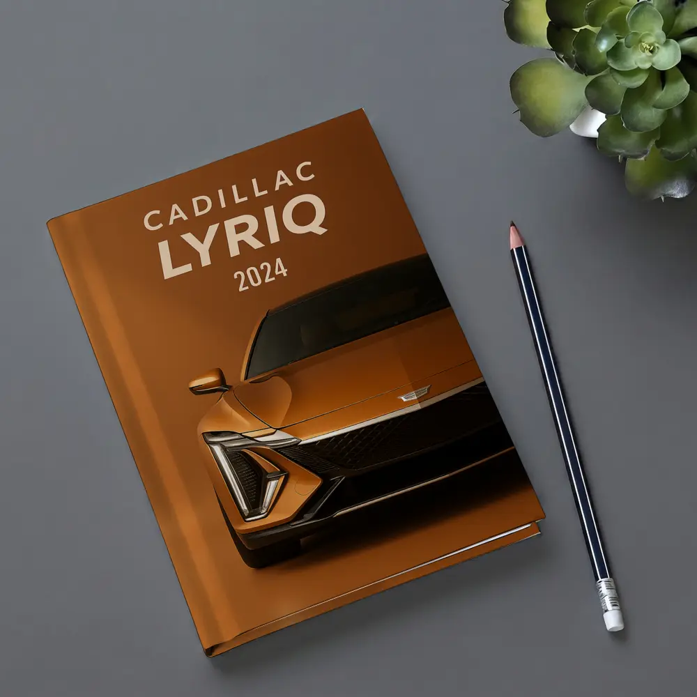 Cadillac Lyriq Front View Orange Background – Notebooks