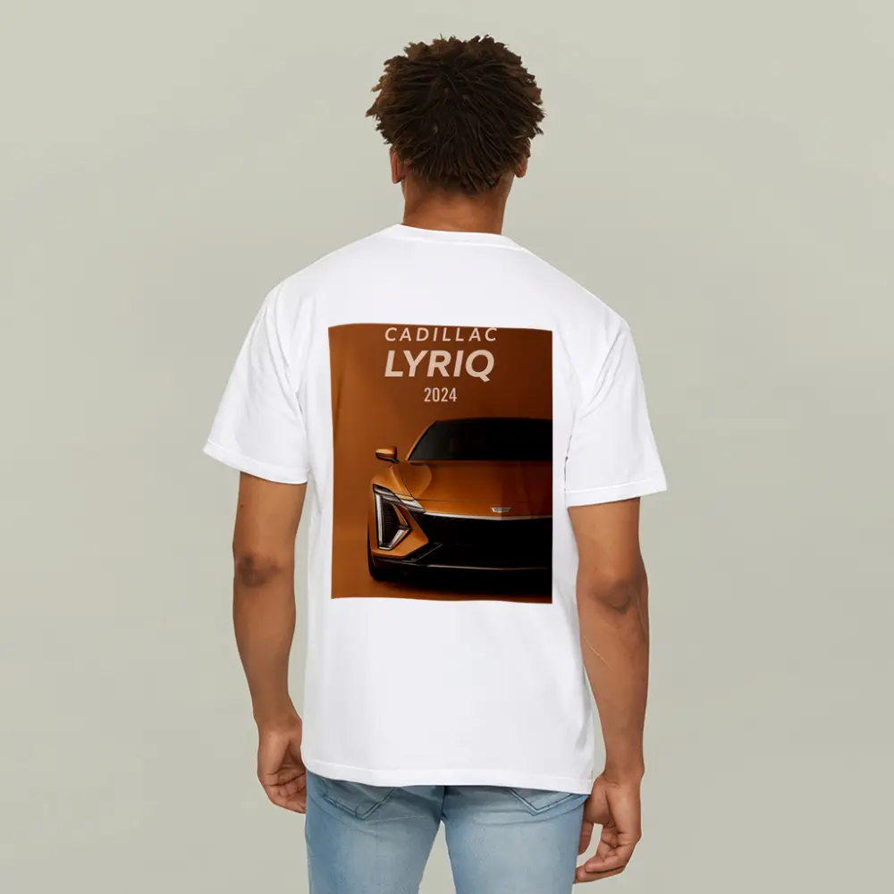 Cadillac Lyriq Front View Orange Background – T-Shirts