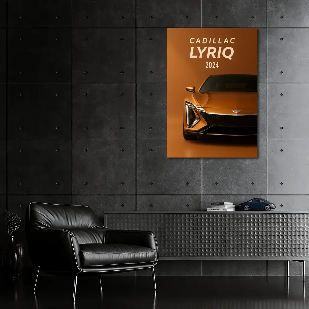 Cadillac Lyriq Front View Orange Background – Wall Art
