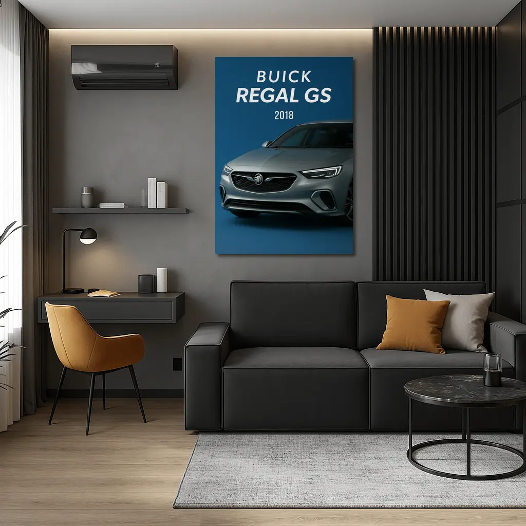 Buick Regal GS Silver Car Blue Background – Wall Art