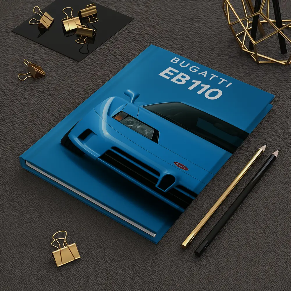 Bugatti EB110 Front View Blue Background – Notebooks