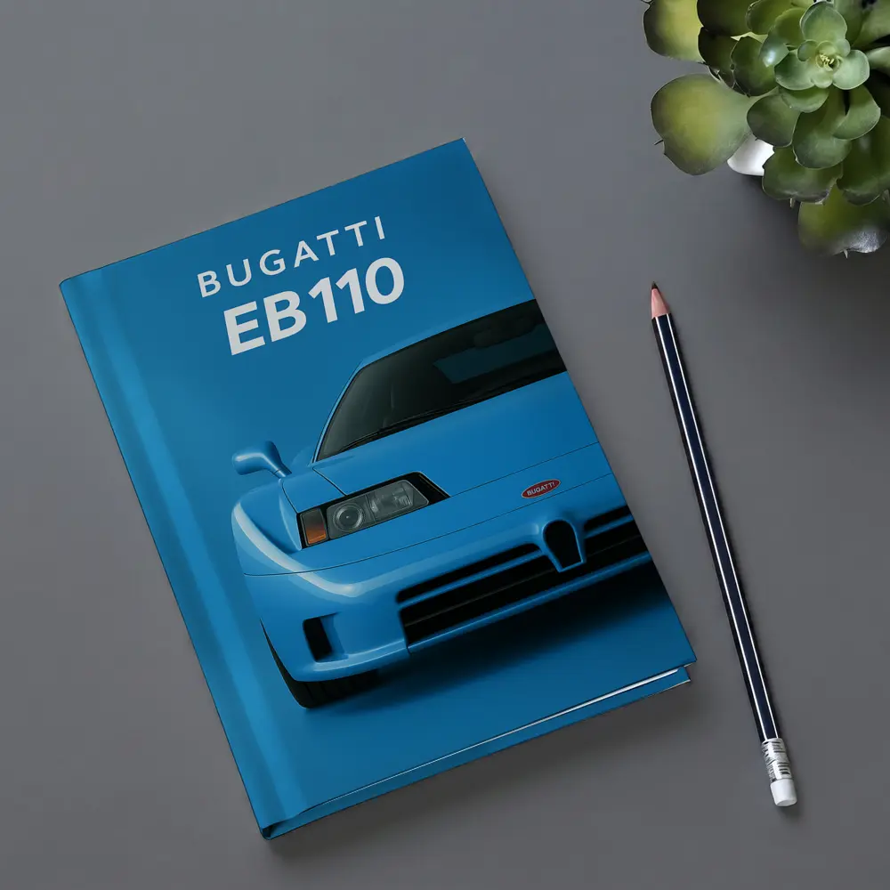 Bugatti EB110 Front View Blue Background – Notebooks