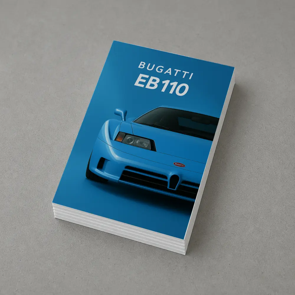 Bugatti EB110 Front View Blue Background – Postcards