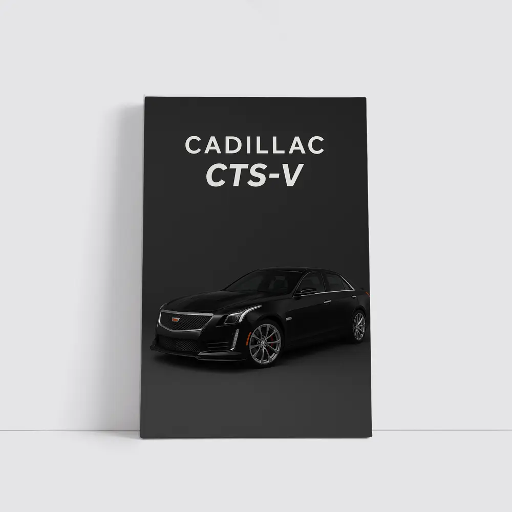 Cadillac CTS V Black on Dark Background – Wall Art