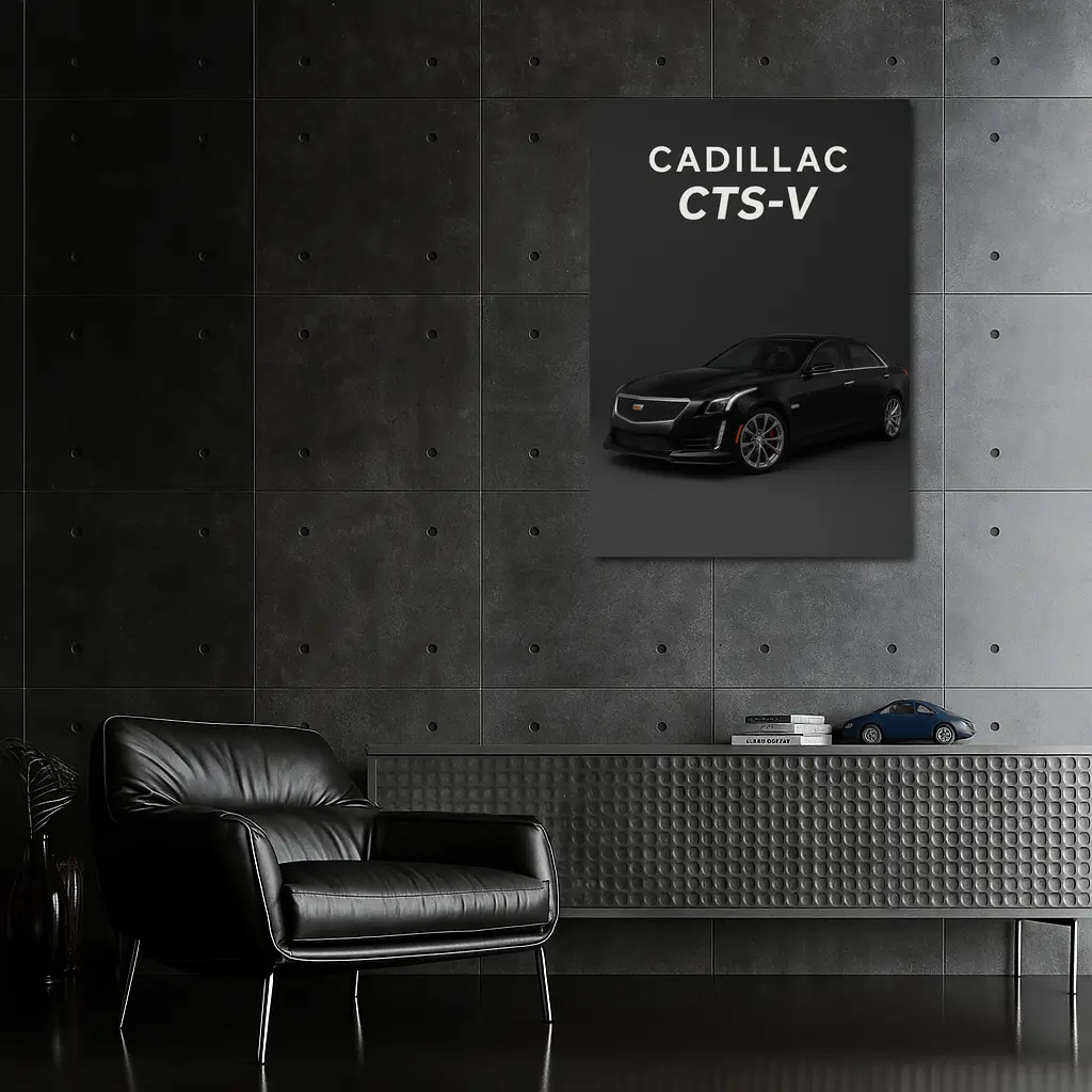 Cadillac CTS V Black on Dark Background – Wall Art