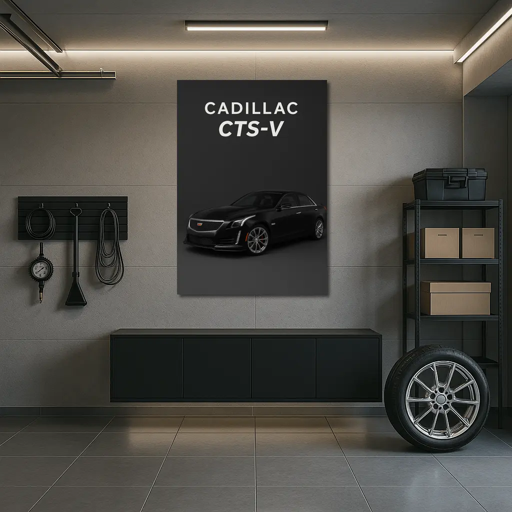 Cadillac CTS V Black on Dark Background – Wall Art