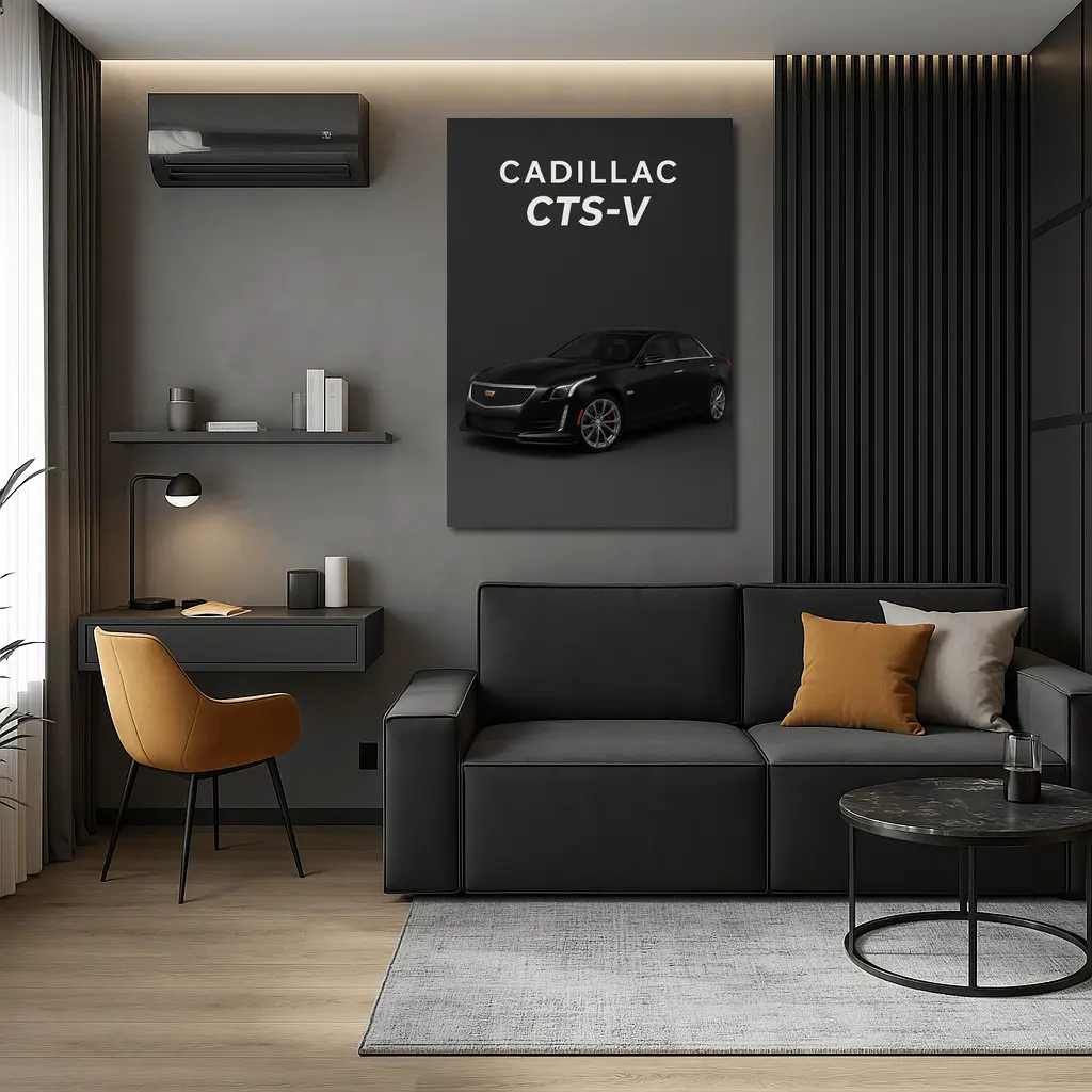 Cadillac CTS V Black on Dark Background – Wall Art