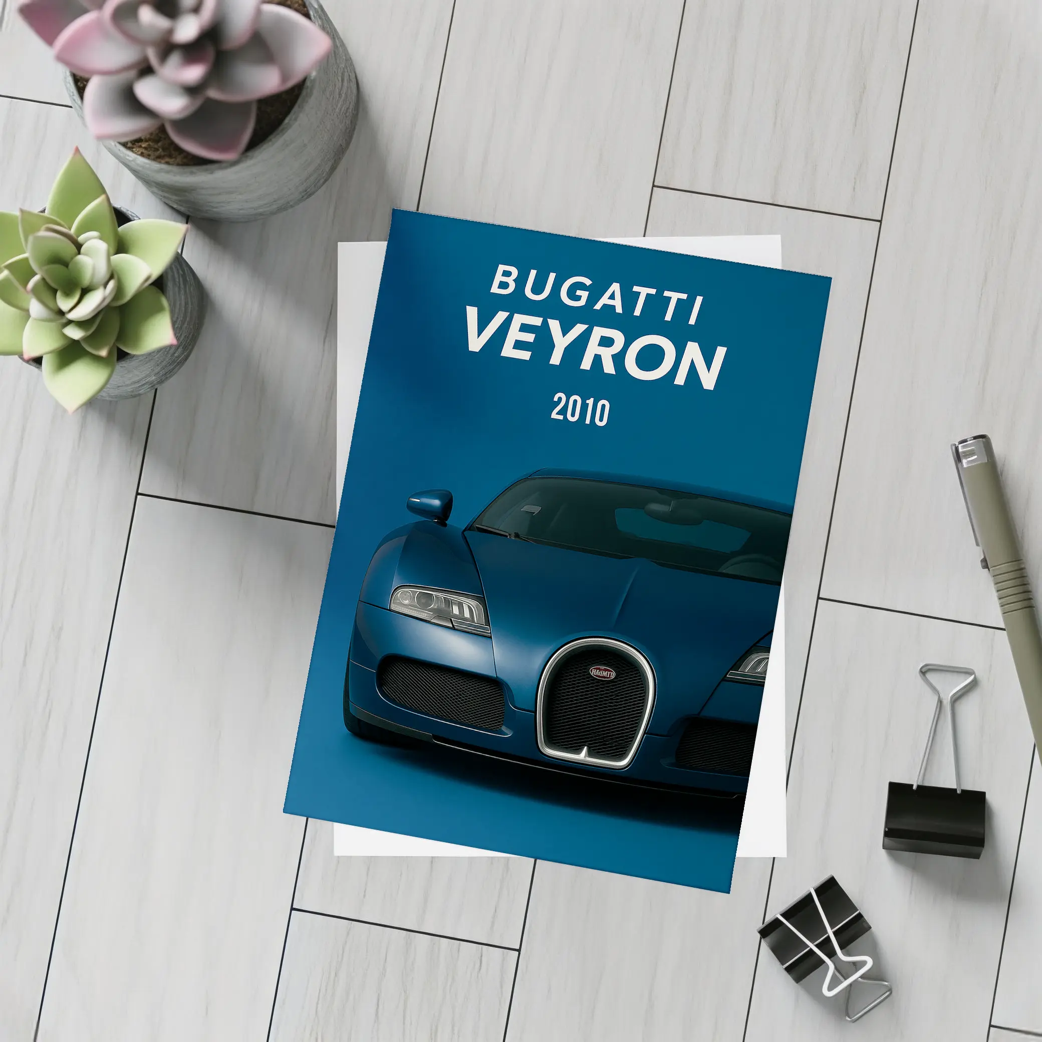 Bugatti Veyron 2010 Deep Blue Front – Postcards