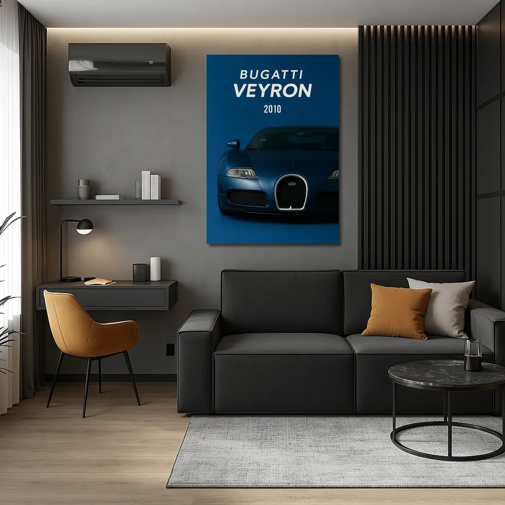 Bugatti Veyron 2010 Deep Blue Front – Wall Art