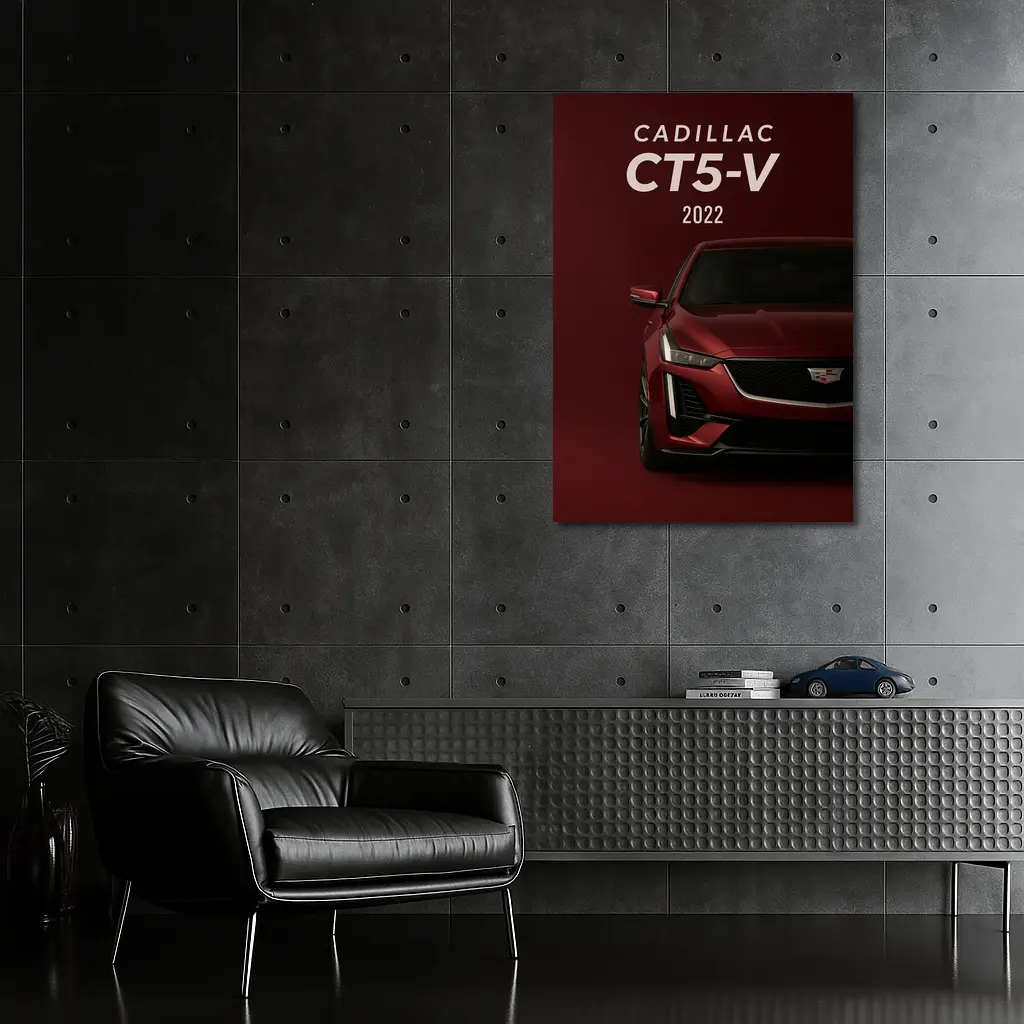 Cadillac CT5 V Dark Red Background – Wall Art
