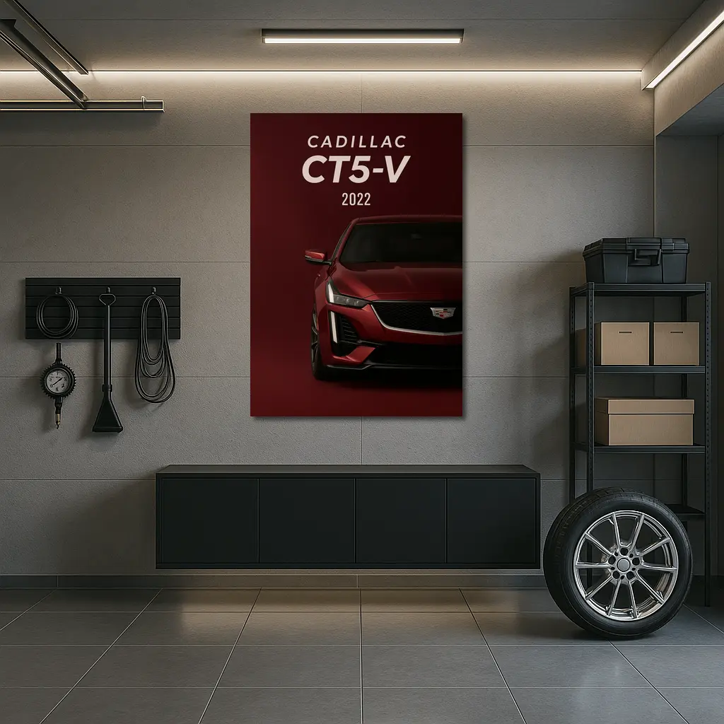 Cadillac CT5 V Dark Red Background – Wall Art