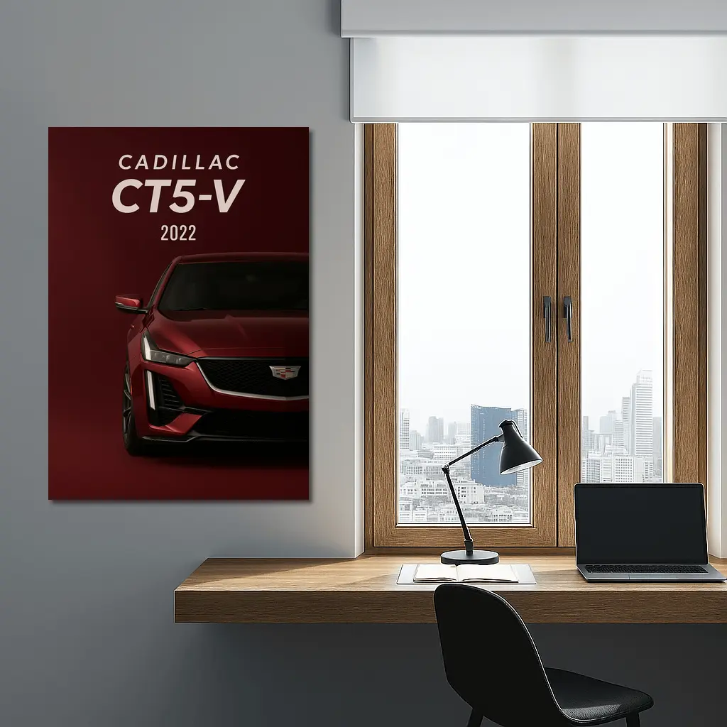 Cadillac CT5 V Dark Red Background – Wall Art
