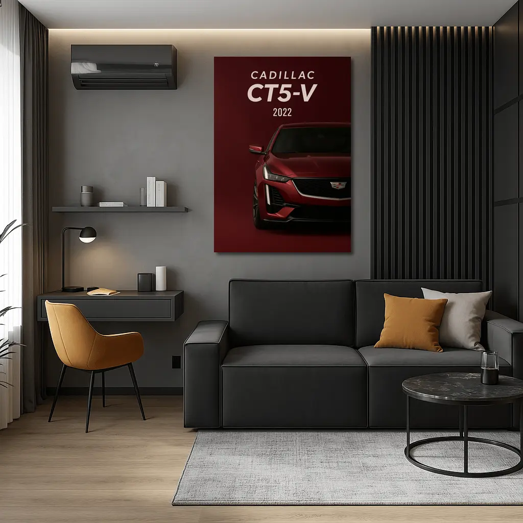 Cadillac CT5 V Dark Red Background – Wall Art