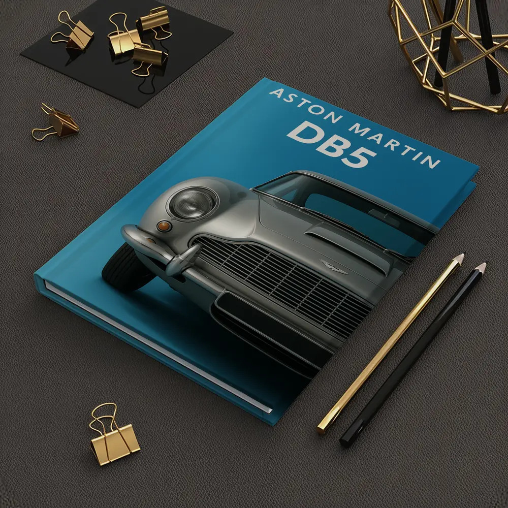 Aston Martin DB5 Silver Blue Background – Notebooks