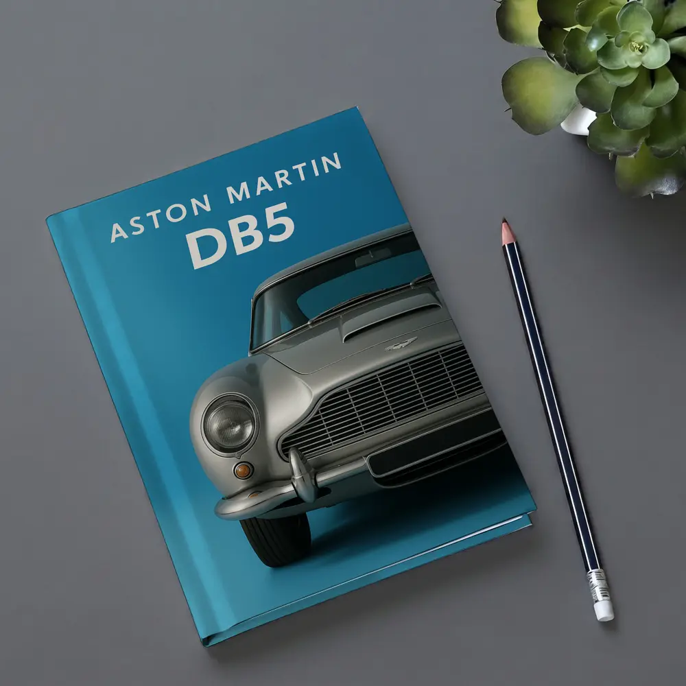 Aston Martin DB5 Silver Blue Background – Notebooks