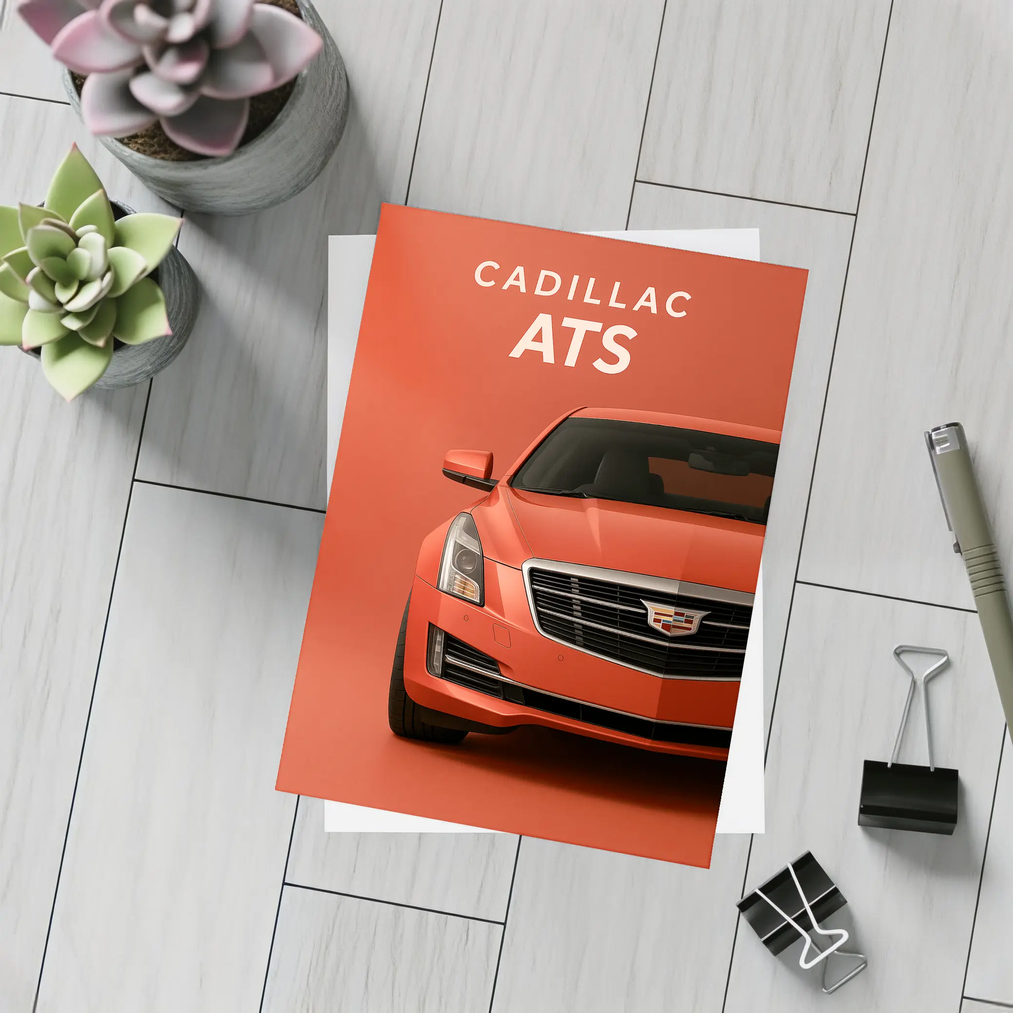 Cadillac ATS Red Car Front View – Postcards