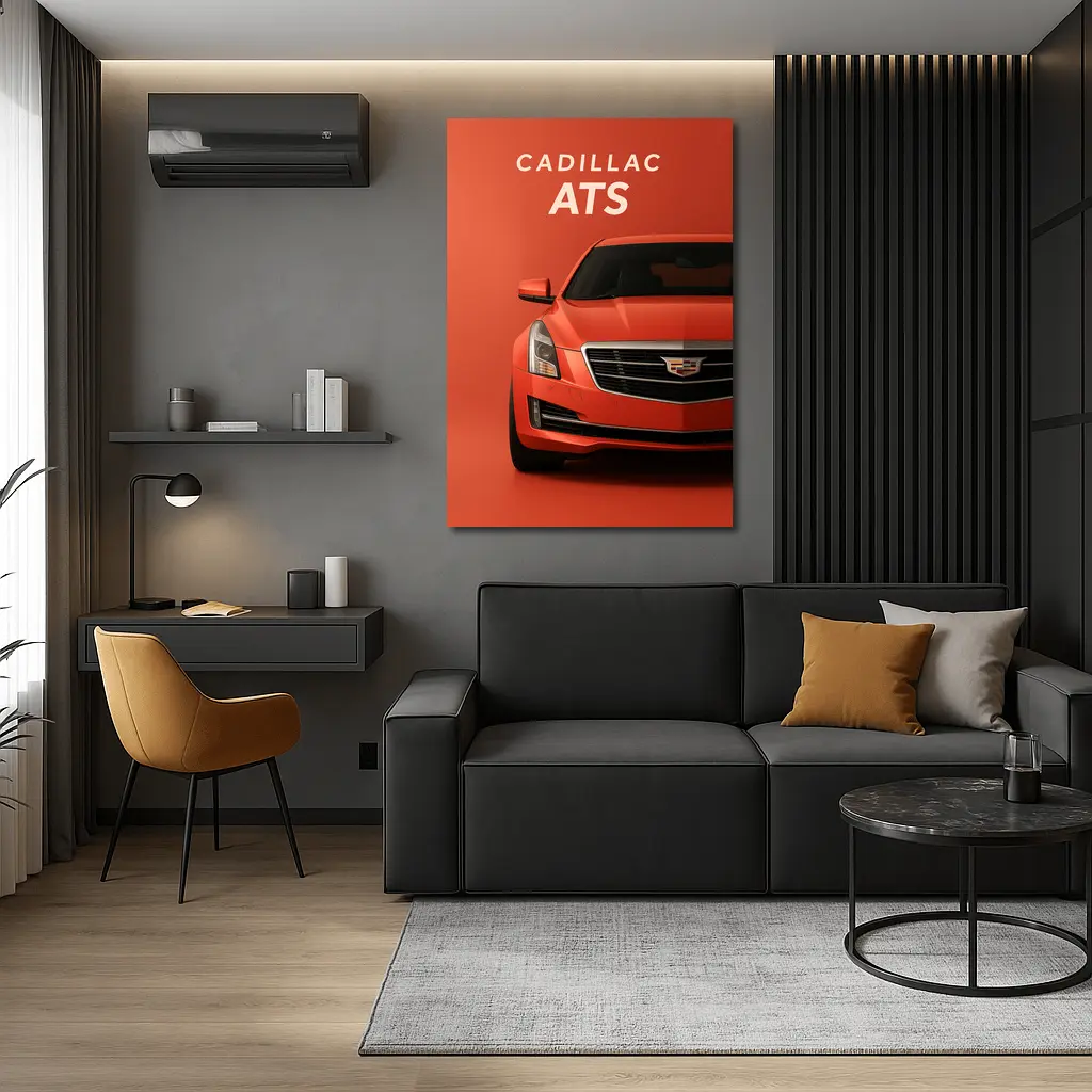Cadillac ATS Red Car Front View – Wall Art