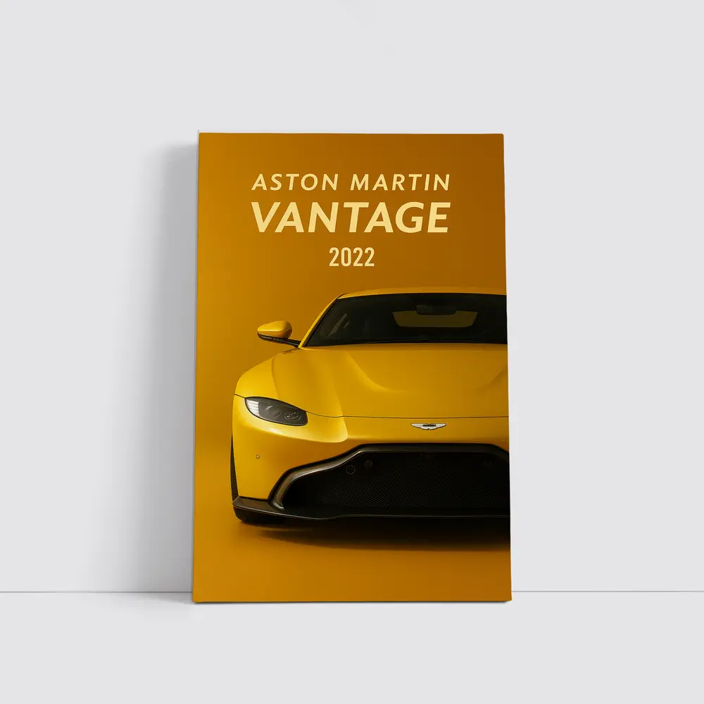 Aston Martin Vantage Yellow Studio Front View – Wall Art