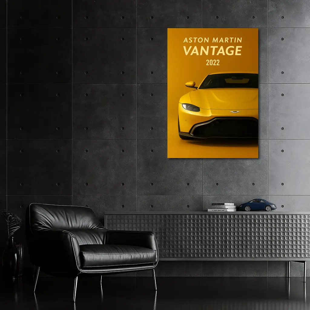 Aston Martin Vantage Yellow Studio Front View – Wall Art