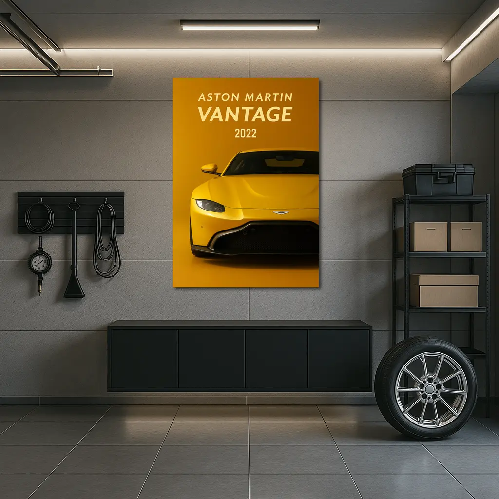 Aston Martin Vantage Yellow Studio Front View – Wall Art