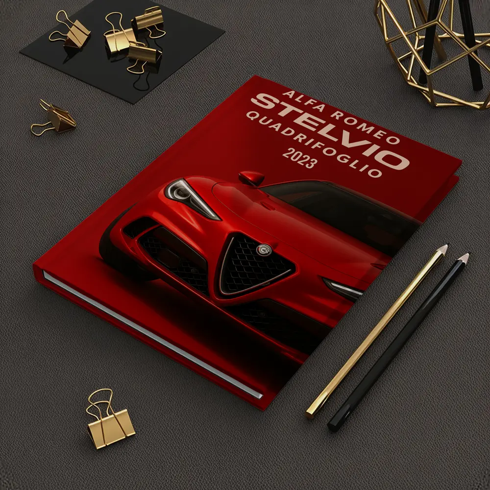 Alfa Romeo Stelvio Quadrifoglio Red Background Art – Notebooks